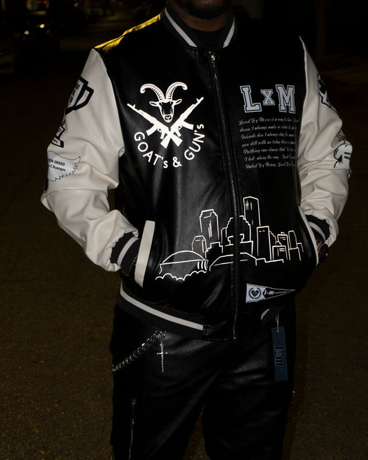 ”City Edition” Reflective Leather Varsity Jacket