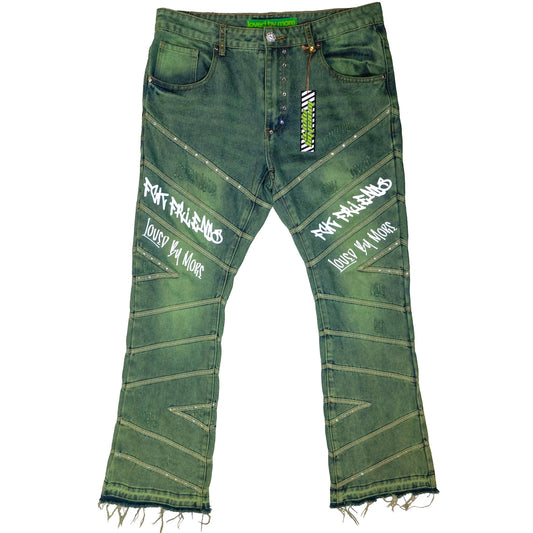 Loved By More™ Graffiti Reflective Stacked Denim Jeans