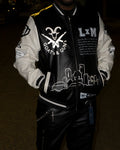 ”City Edition” Reflective Leather Varsity Jacket