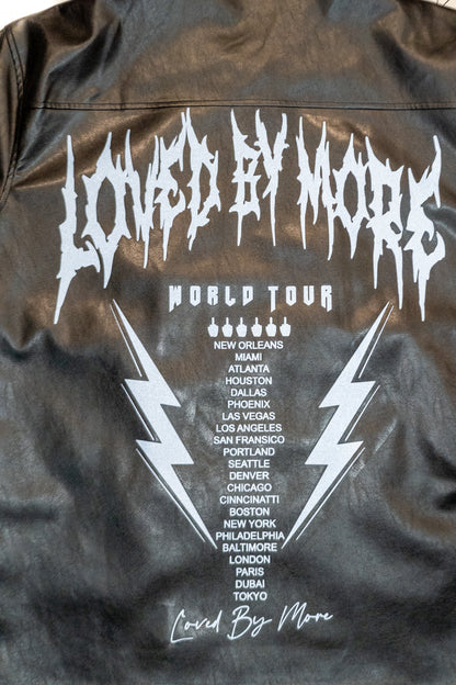 “World Tour” Reflective Logo Premium Leather Zip Shirt