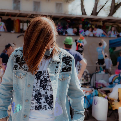 “Holographic Hearts” Denim Jacket