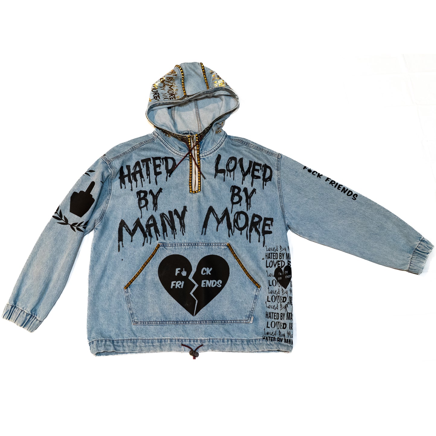 “Hated By Many,  Loved By More” Denim Hoodie